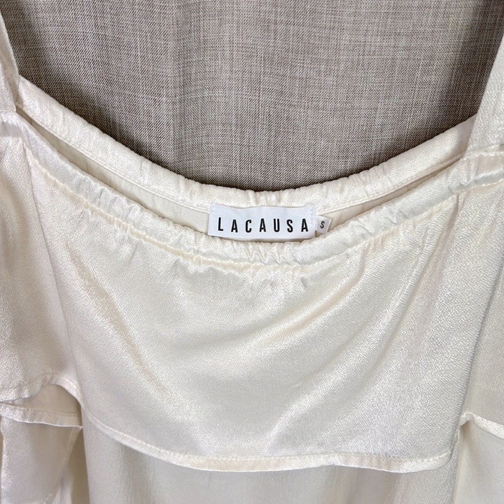 Anthropologie LaCausa New Women’s Small Satin Off The Shoulder‎ Top - Picture 2 of 9